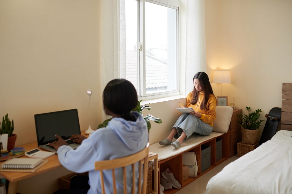 Students Studying in Dormitory